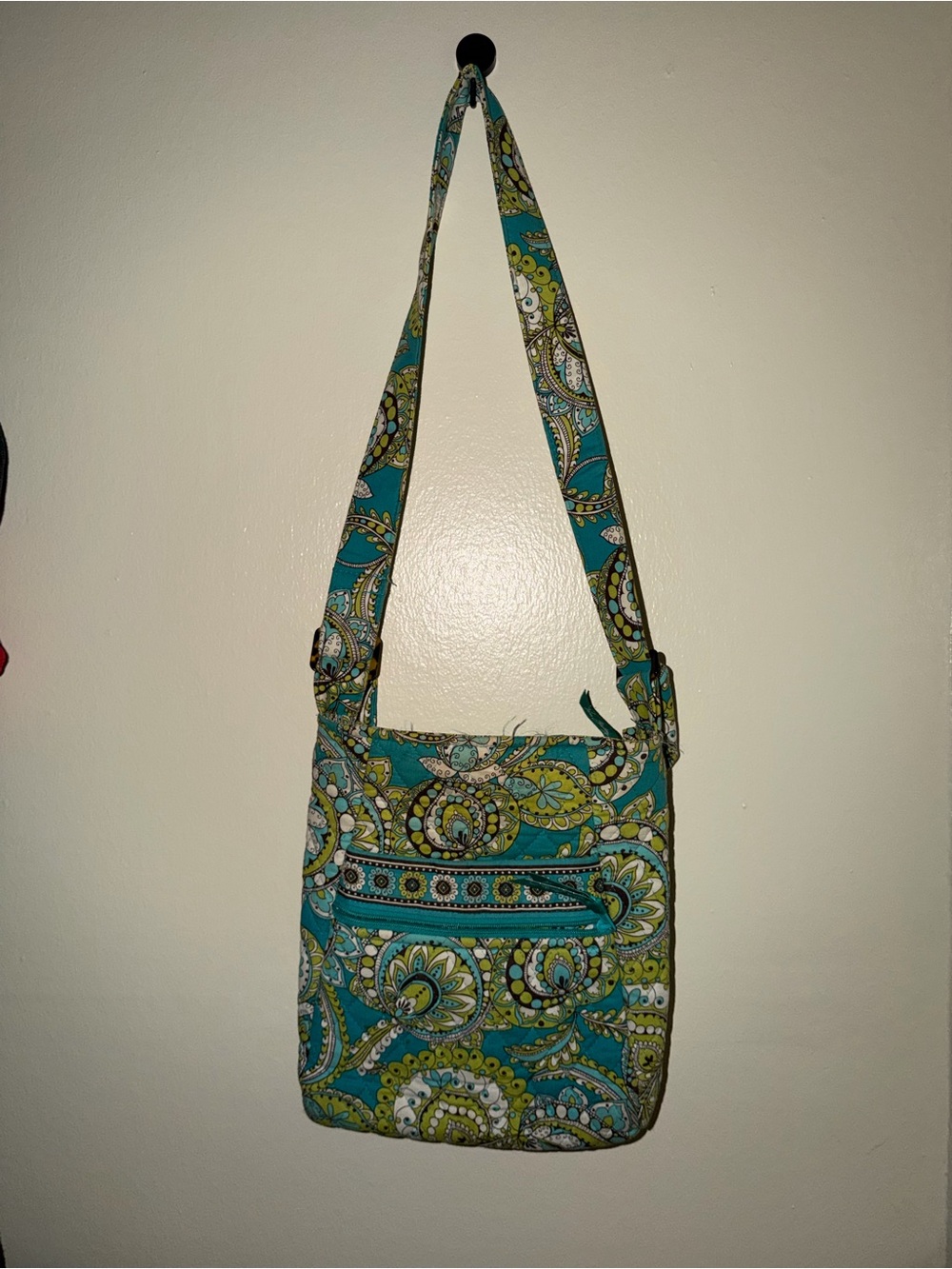 Vera Bradley Teal and Lime Paisley Quilted Crossbody